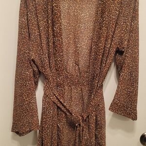 Victoria's Secret Brown Leopard Print Satin Robe